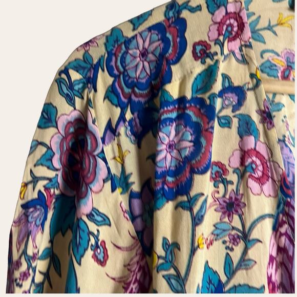 Fashion Fuse Cream Floral Bird Print Short Sleeve Wrap Midi Dress Size Small - Picture 4 of 12